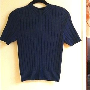Express brand, size small, short sleeved navy blue ribbed sweater